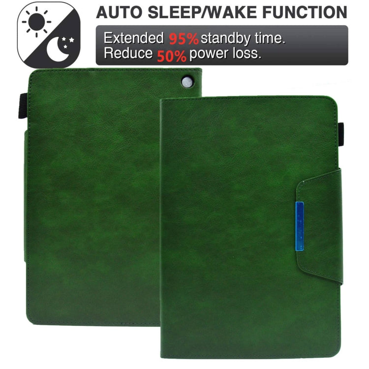For Amazon Fire Max 11 2023 Suede Cross Texture Magnetic Clasp Leather Tablet Case(Green)