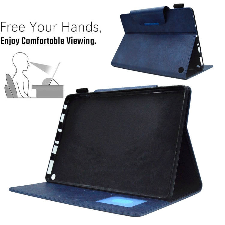For Amazon Fire Max 11 2023 Suede Cross Texture Magnetic Clasp Leather Tablet Case(Blue)