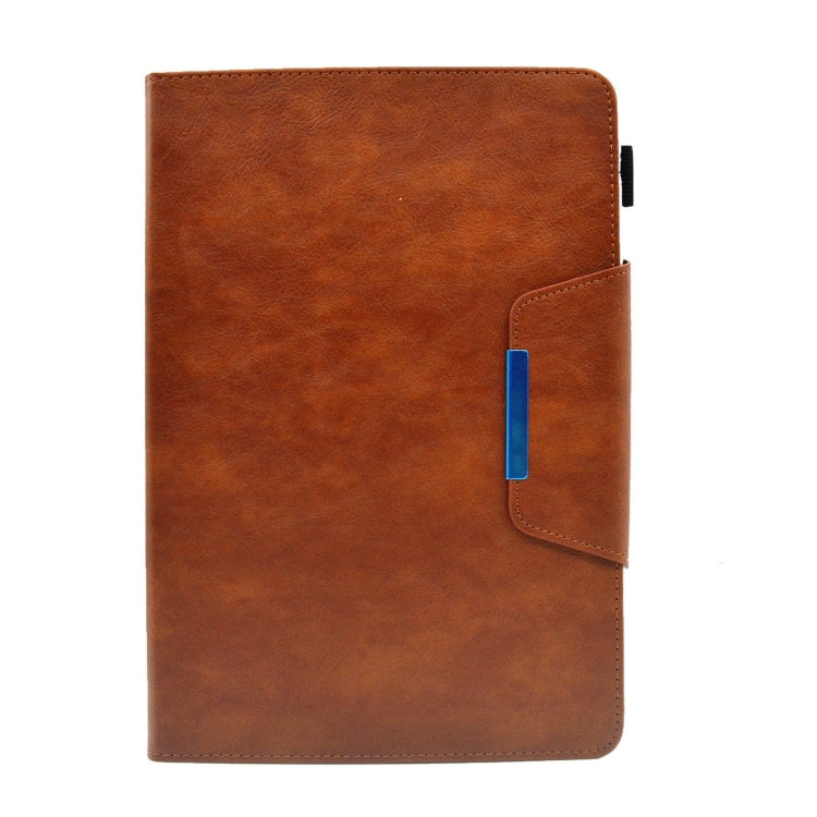 For Amazon Fire Max 11 2023 Suede Cross Texture Magnetic Clasp Leather Tablet Case(Brown)