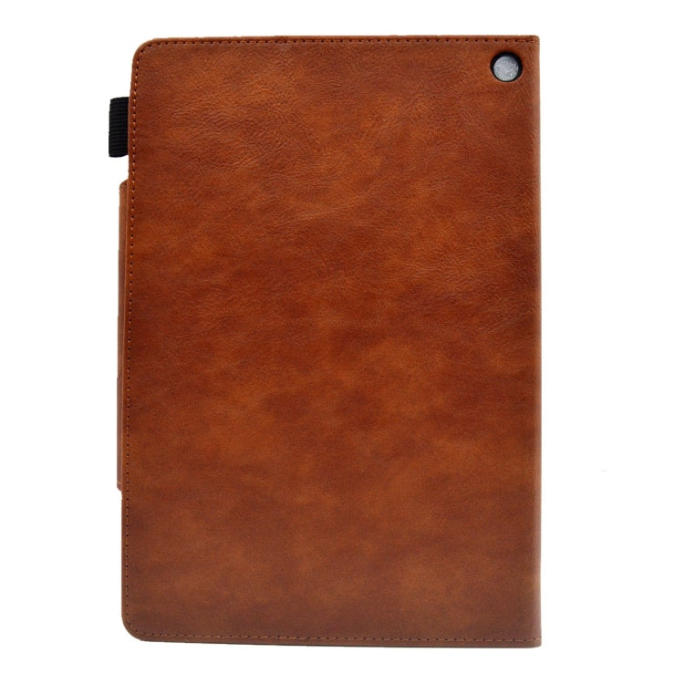 For Amazon Fire Max 11 2023 Suede Cross Texture Magnetic Clasp Leather Tablet Case(Brown)
