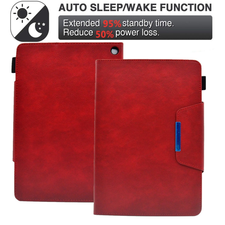 For Amazon Fire Max 11 2023 Suede Cross Texture Magnetic Clasp Leather Tablet Case(Red)
