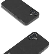 For iPhone 16 ABEEL Genuine Leather Wave Black Edge Phone Case(Black)