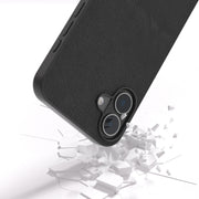 For iPhone 16 ABEEL Genuine Leather Wave Black Edge Phone Case(Black)