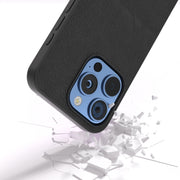 For iPhone 16 Pro Max ABEEL Genuine Leather Wave Black Edge Phone Case(Black)