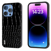 For iPhone 16 Pro Max ABEEL Genuine Leather Crocodile Pattern Black Edge Phone Case(Black)