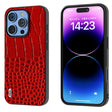 For iPhone 16 Pro ABEEL Genuine Leather Crocodile Pattern Black Edge Phone Case(Red) - iPhone 16 Pro Cases by PMC TechLife | Online Shopping South Africa | PMC TechLife | Buy Now Pay Later Mobicred