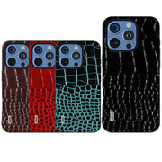 For iPhone 16 Pro ABEEL Genuine Leather Crocodile Pattern Black Edge Phone Case(Red)