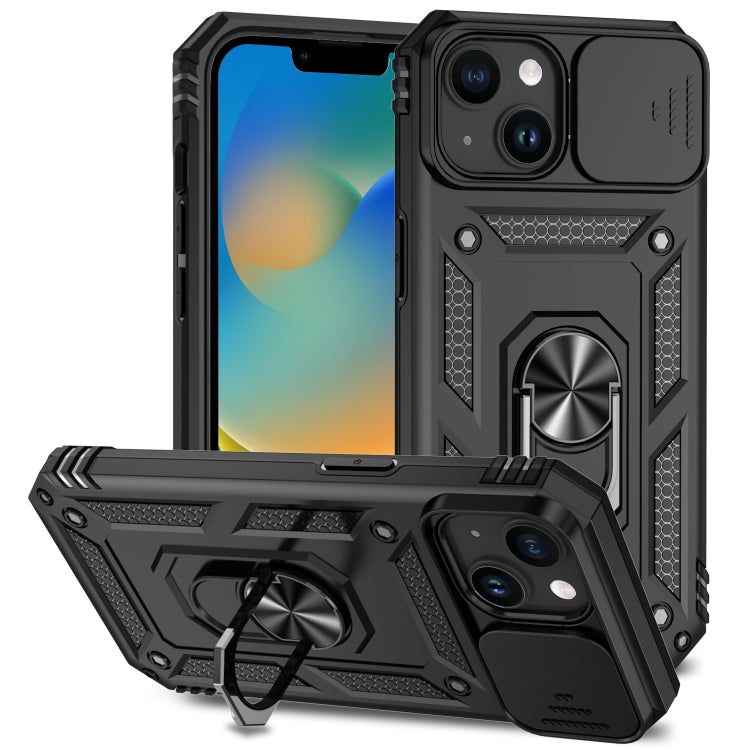 For iPhone 15 Sliding Camshield Holder Phone Case(Black)