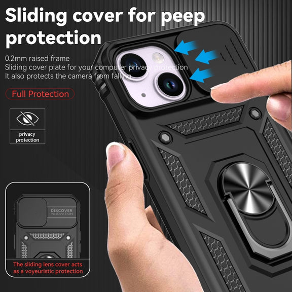 For iPhone 15 Sliding Camshield Holder Phone Case(Black)