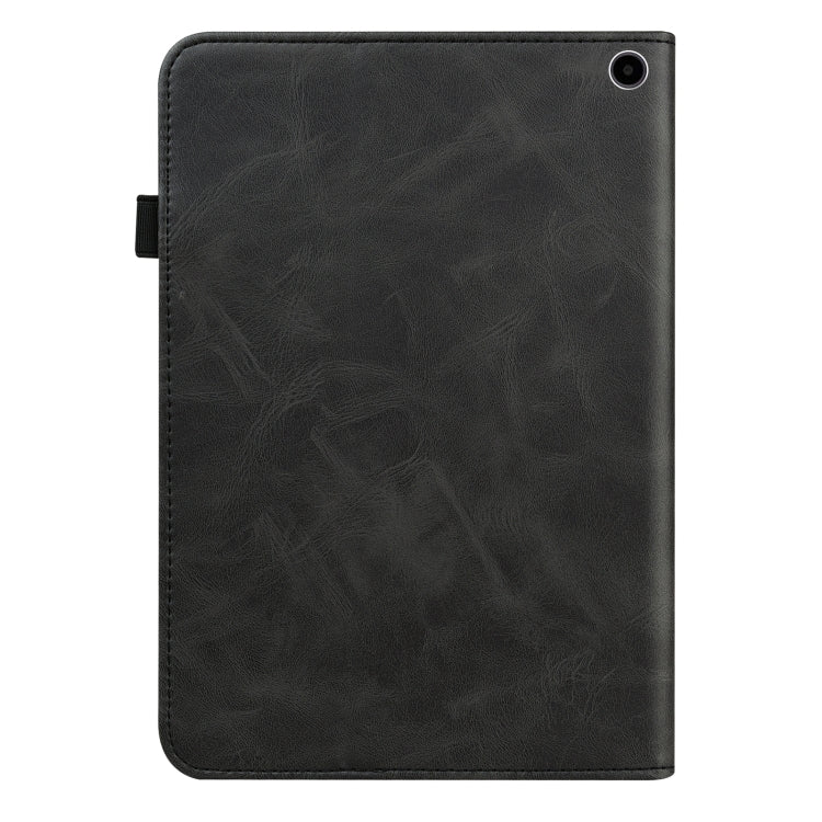 For Amazon Fire Max 11 Embossed Striped Leather Tablet Case(Black)