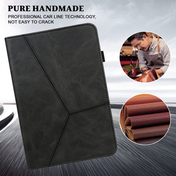 For Amazon Fire Max 11 Embossed Striped Leather Tablet Case(Black)