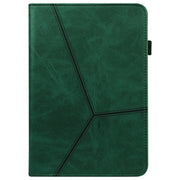 For Amazon Fire Max 11 Embossed Striped Leather Tablet Case(Green)