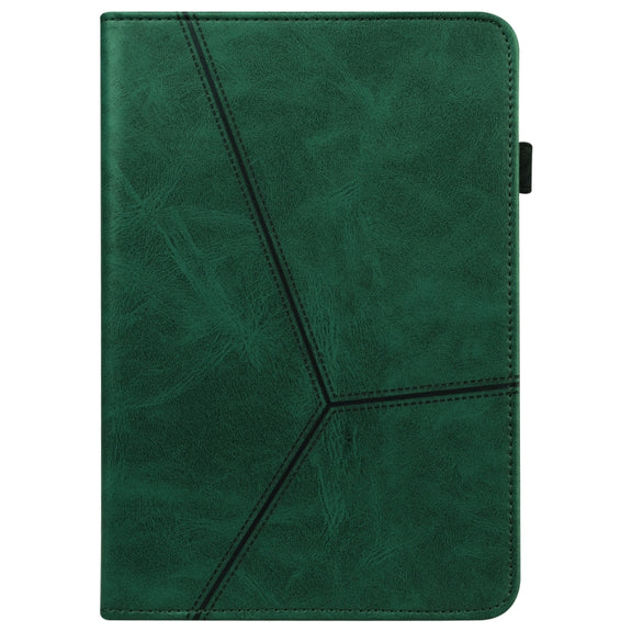 For Amazon Fire Max 11 Embossed Striped Leather Tablet Case(Green)