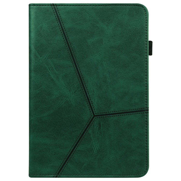 For Amazon Fire Max 11 Embossed Striped Leather Tablet Case(Green)
