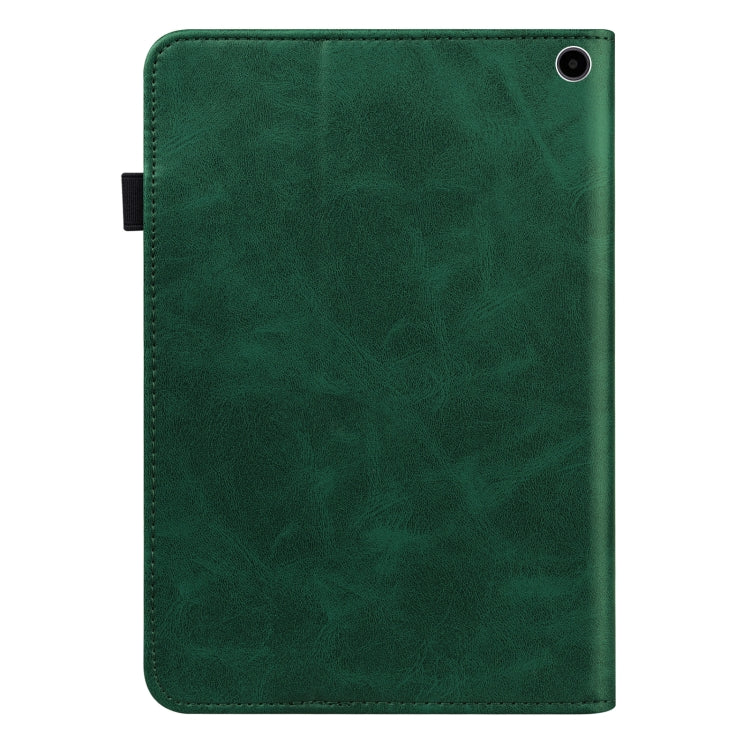 For Amazon Fire Max 11 Embossed Striped Leather Tablet Case(Green)