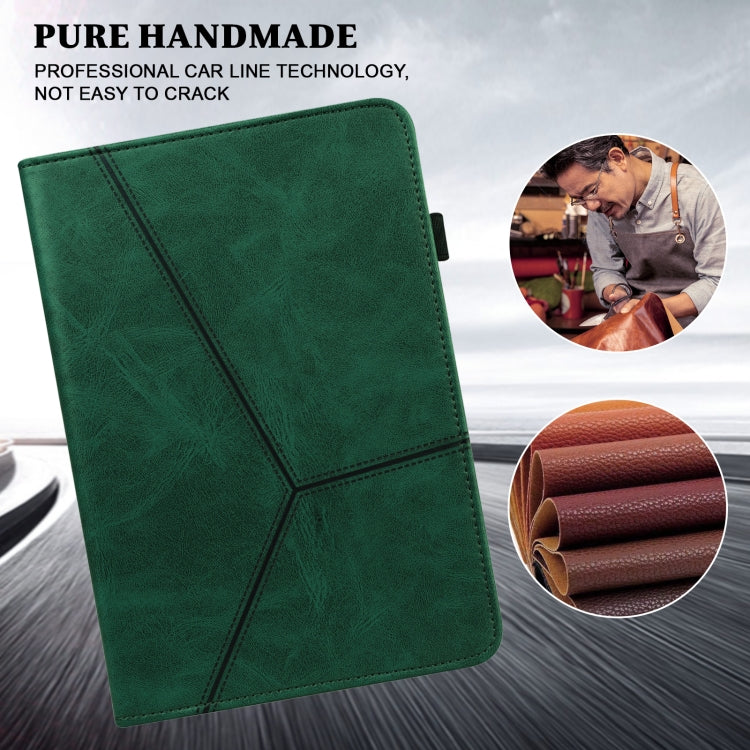 For Amazon Fire Max 11 Embossed Striped Leather Tablet Case(Green)