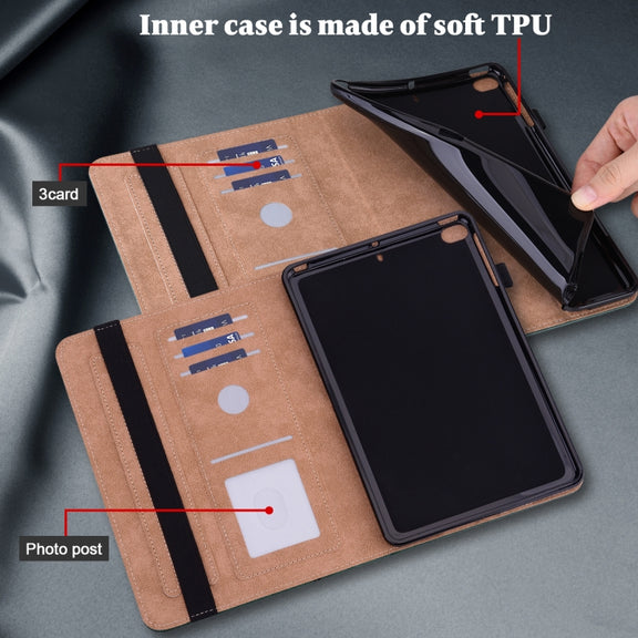 For Amazon Fire Max 11 Embossed Striped Leather Tablet Case(Green)