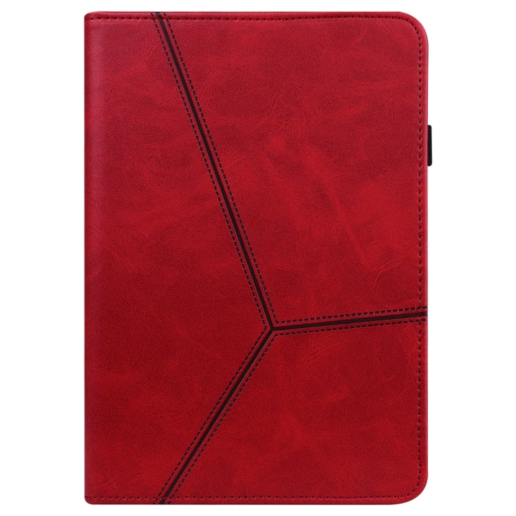 For Amazon Fire Max 11 Embossed Striped Leather Tablet Case(Red)