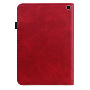 For Amazon Fire Max 11 Embossed Striped Leather Tablet Case(Red)