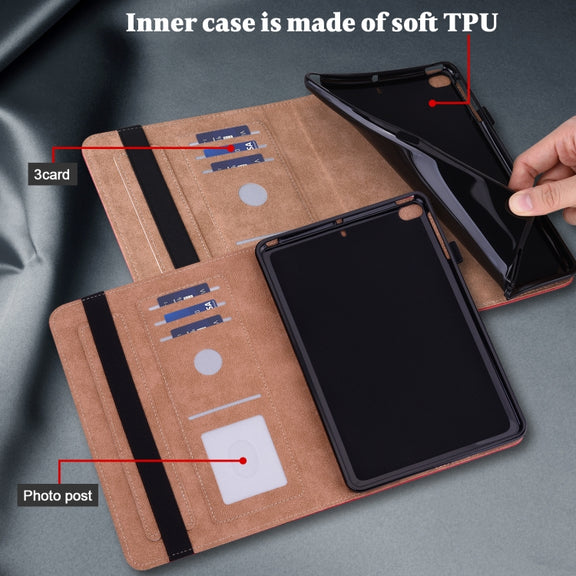 For Amazon Fire Max 11 Embossed Striped Leather Tablet Case(Red)