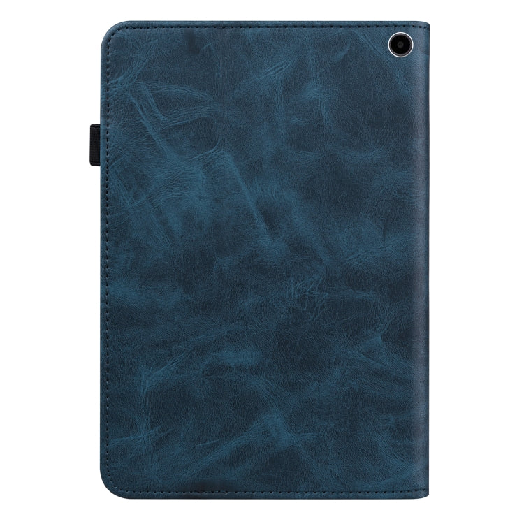 For Amazon Fire Max 11 Embossed Striped Leather Tablet Case(Blue)