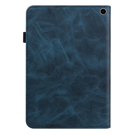 For Amazon Fire Max 11 Embossed Striped Leather Tablet Case(Blue)