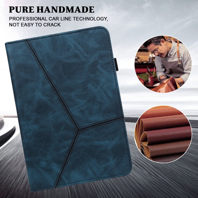For Amazon Fire Max 11 Embossed Striped Leather Tablet Case(Blue)