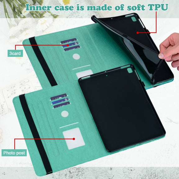 For Amazon Fire Max 11 Tree & Deer Embossed Leather Tablet Case(Green)