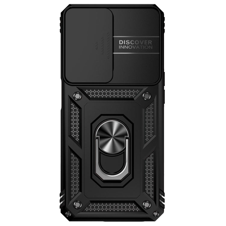 For OPPO A57 Sliding Camshield Holder Phone Case(Black)