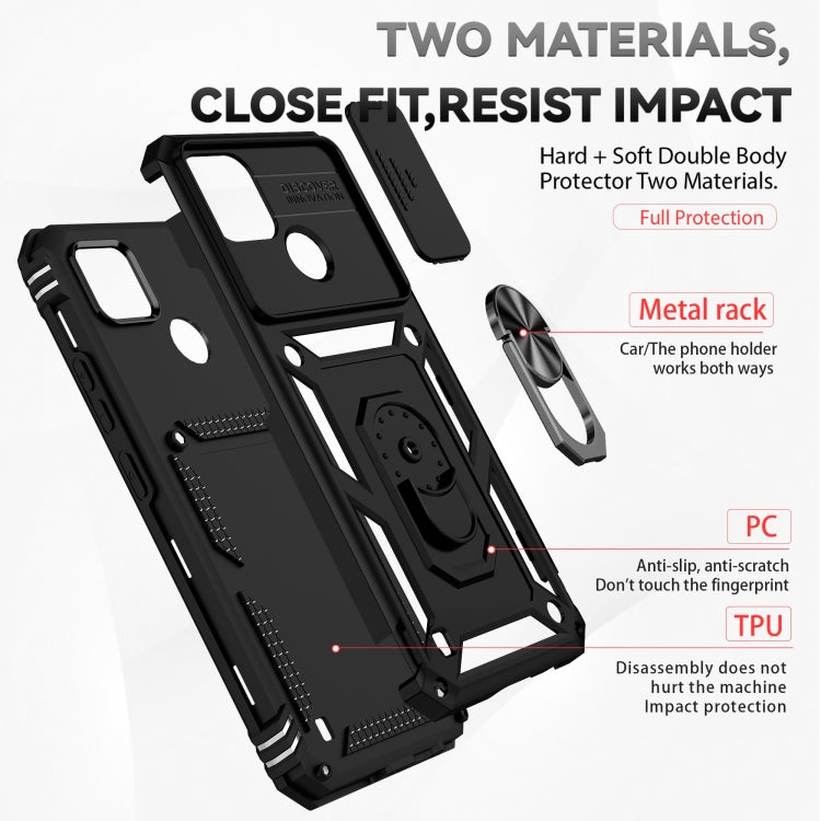For Realme C21Y / C25Y Sliding Camshield Holder Phone Case(Black)