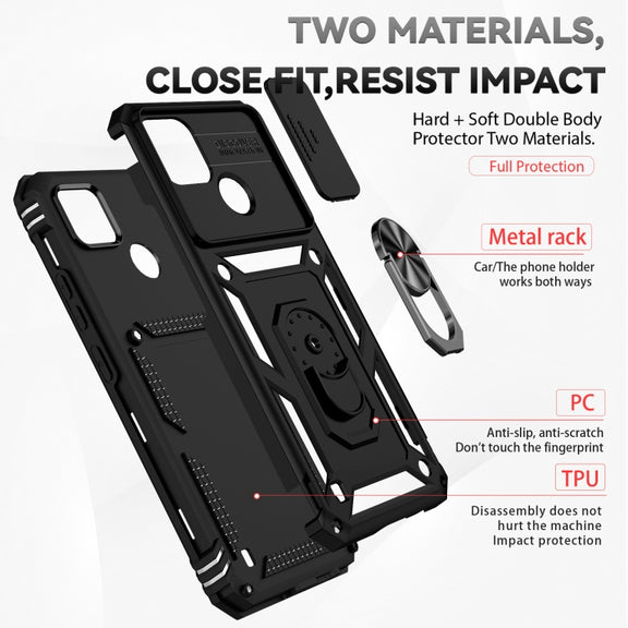 For Realme C21Y / C25Y Sliding Camshield Holder Phone Case(Black)