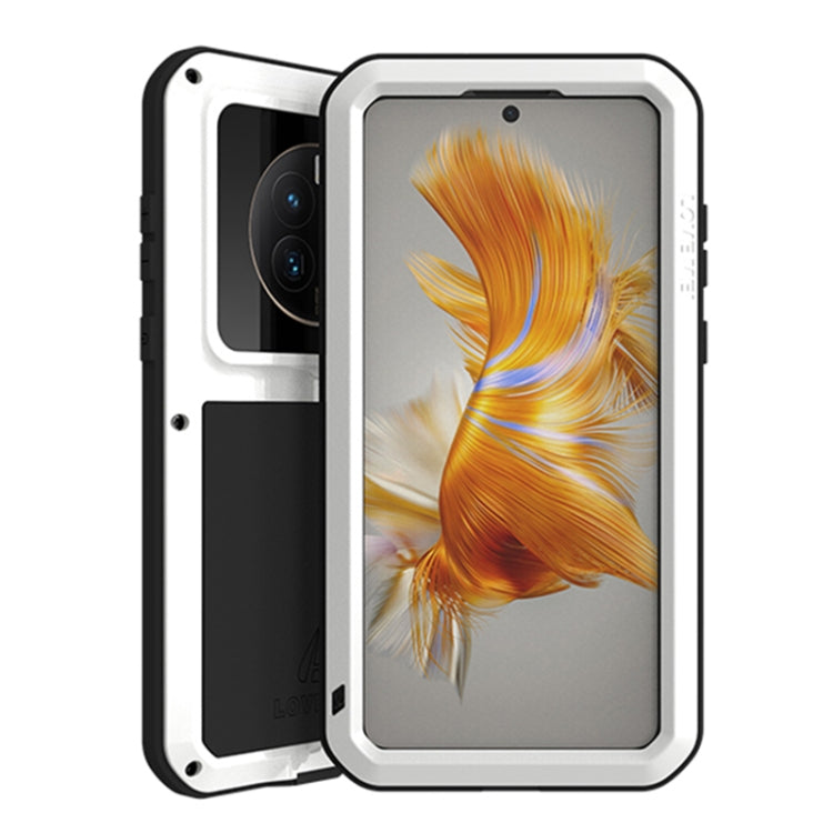 For Huawei Mate 50 LOVE MEI POWERFUL Metal Shockproof Life Water-resistant Dustproof Phone Case(White)
