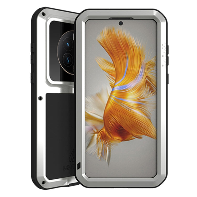 For Huawei Mate 50 Pro LOVE MEI POWERFUL Metal Shockproof Life Water-resistant Dustproof Phone Case(Silver)