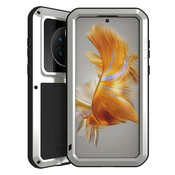 For Huawei Mate 50 Pro LOVE MEI POWERFUL Metal Shockproof Life Water-resistant Dustproof Phone Case(Silver)