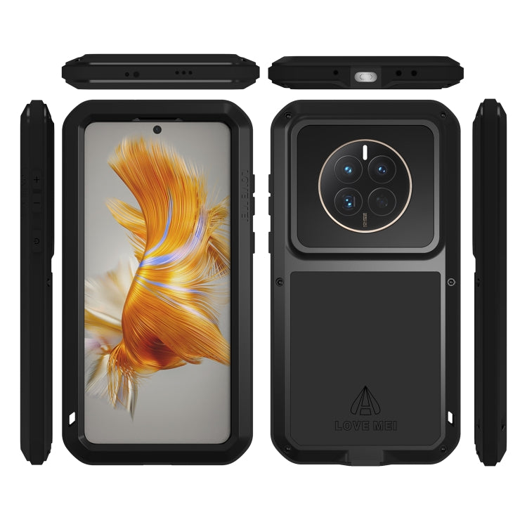 For Huawei Mate 50 LOVE MEI POWERFUL Metal Shockproof Life Water-resistant Dustproof Phone Case(Black)