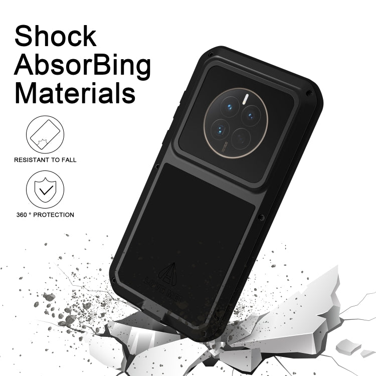 For Huawei Mate 50 LOVE MEI POWERFUL Metal Shockproof Life Water-resistant Dustproof Phone Case(Red)