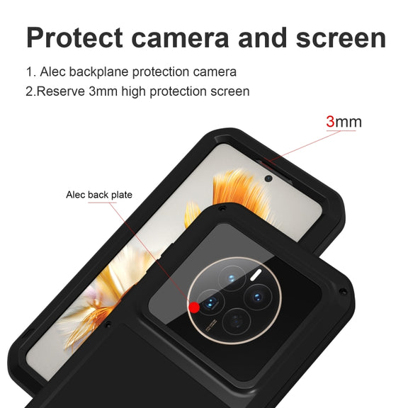 For Huawei Mate 50 LOVE MEI POWERFUL Metal Shockproof Life Water-resistant Dustproof Phone Case(Red)