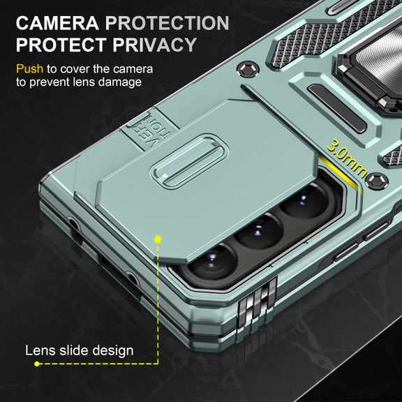 For Samsung Galaxy Z Fold5 5G Armor PC + TPU Camera Shield Phone Case(Alpine Green)