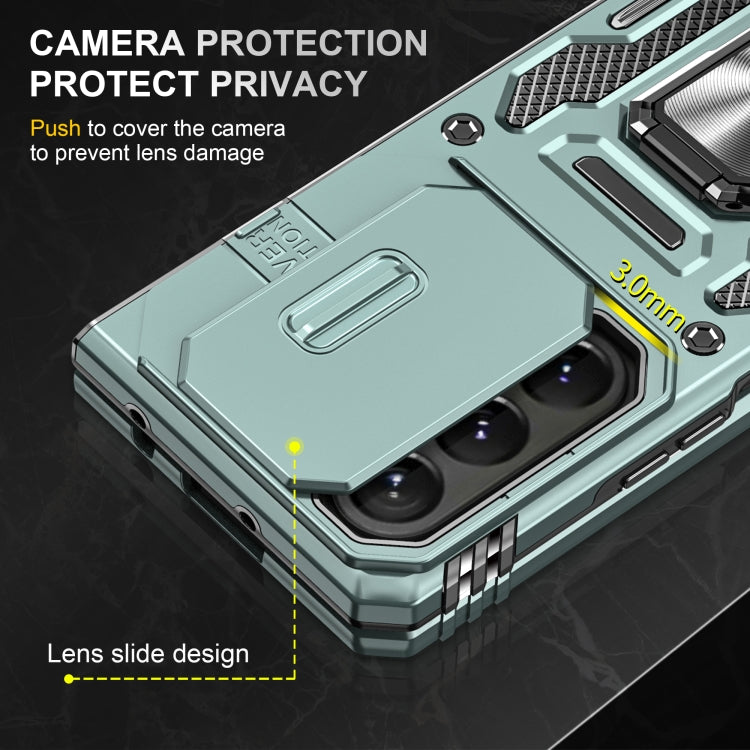 For Samsung Galaxy Z Fold5 5G Armor PC + TPU Camera Shield Phone Case(Alpine Green)