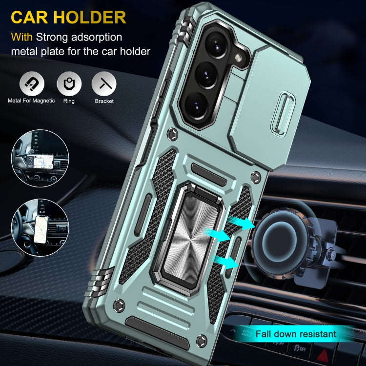 For Samsung Galaxy Z Fold5 5G Armor PC + TPU Camera Shield Phone Case(Alpine Green)