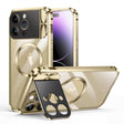 For iPhone 14 Pro Max Large Window Holder MagSafe Magnetic Metal Phone Case(Yellow) - iPhone 14 Pro Max Cases by PMC TechLife | Online Shopping South Africa | PMC TechLife