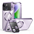 For iPhone 13 Large Window Holder MagSafe Magnetic Metal Phone Case(Purple) - iPhone 13 Cases by PMC TechLife | Online Shopping South Africa | PMC TechLife