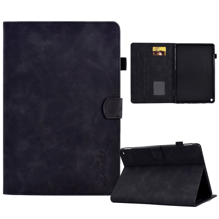 For Amazon Fire Max 11 2023 Embossed Smile Flip Smart Leather Tablet Case(Black)