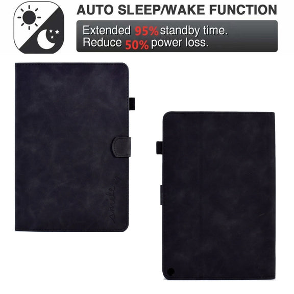 For Amazon Fire Max 11 2023 Embossed Smile Flip Smart Leather Tablet Case(Black)