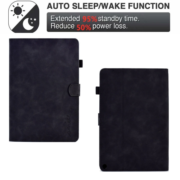 For Amazon Fire Max 11 2023 Embossed Smile Flip Smart Leather Tablet Case(Black)