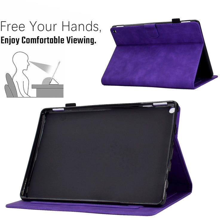For Amazon Fire Max 11 2023 Embossed Smile Flip Smart Leather Tablet Case(Purple)