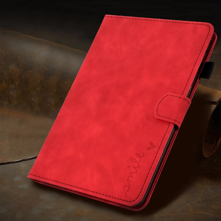 For Amazon Fire Max 11 2023 Embossed Smile Flip Smart Leather Tablet Case(Red)