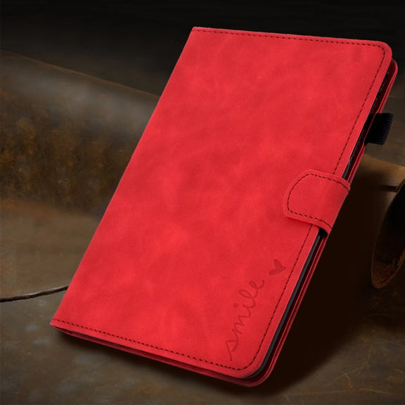 For Amazon Fire Max 11 2023 Embossed Smile Flip Smart Leather Tablet Case(Red)