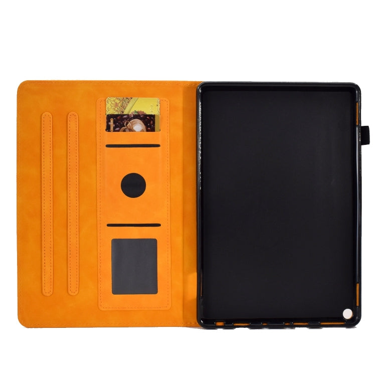 For Amazon Fire Max 11 2023 Embossed Smile Flip Smart Leather Tablet Case(Khaki)