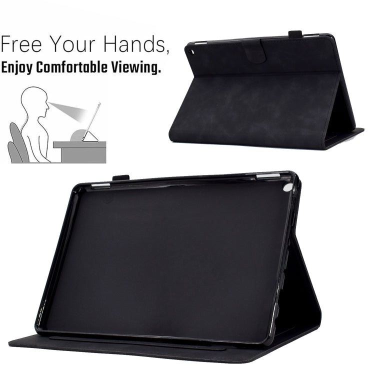 For Amazon Fire Max 11 2023 Embossed Tower Flip Smart Leather Tablet Case(Black)